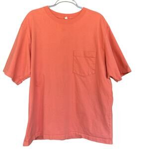 Uniqlo Mens Shirt Extra Large XL Orange Pocket Tee Short Sleeve Casual Everyday